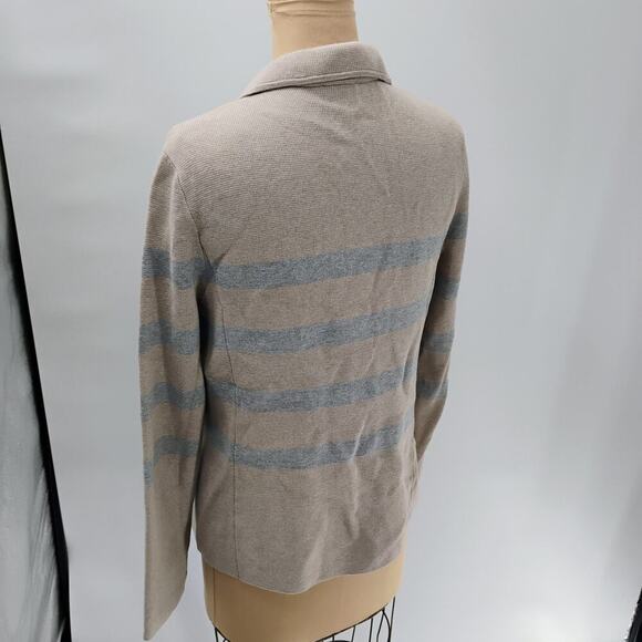 Talbots Beige and Gray Striped Cardigan - Picture 7 of 14